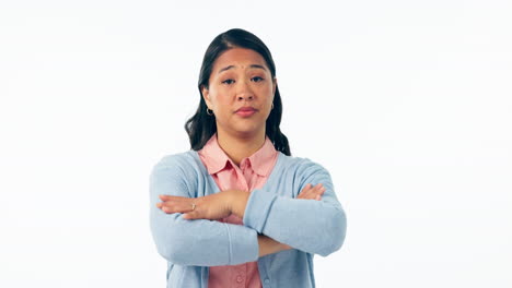 portrait, woman and frustrated with arms crossed