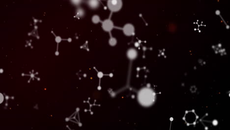 animación de moléculas que vuelan sobre partículas en el universo