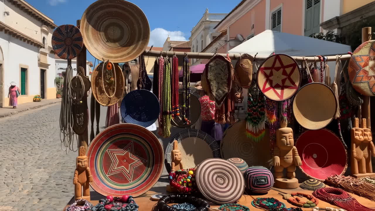 Handicrafts on display at a market