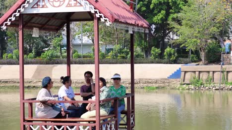 group enjoying a peaceful cable car journey