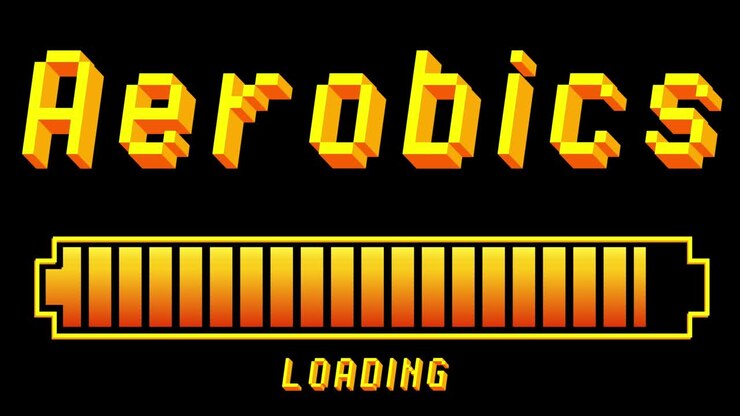 Aerobics text with Loading, Downloading, Uploading Bar Indicator.