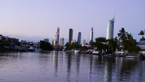 skyline and canal view in gold coast, australia