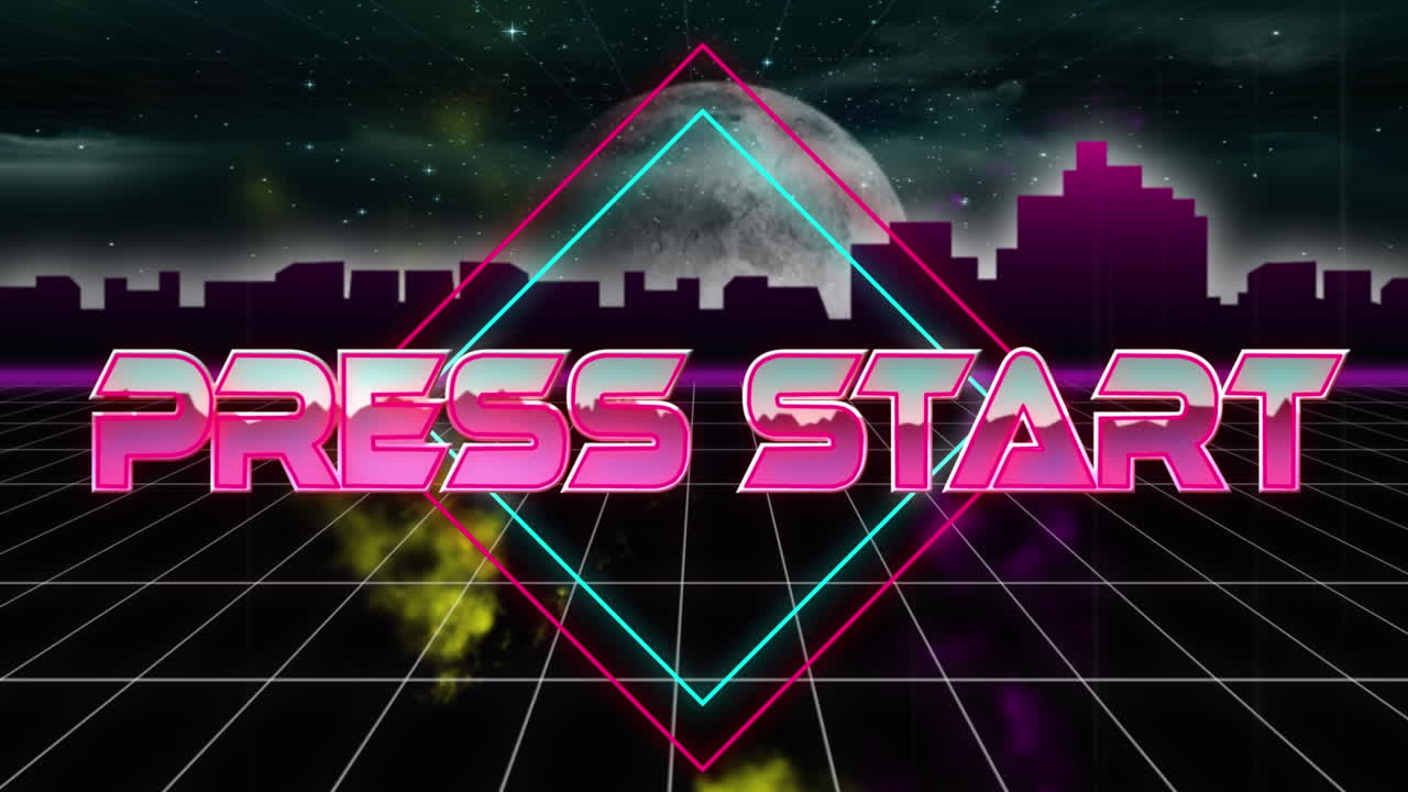 도시와 함께 디지털 추상 공간에서 언론 시작의 애니메이션