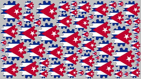 la bandera cubana engranajes girando fondo