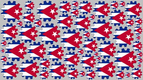 cuban flag gears spinning background