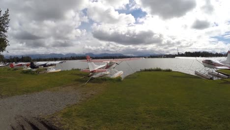 Sea-planes-sitting-near-a-lake-in-Alaska