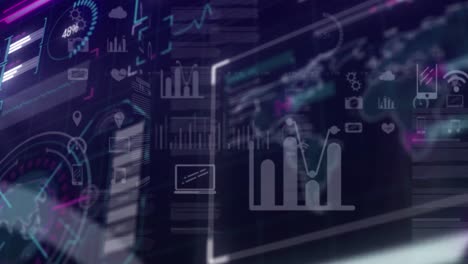 animación del procesamiento de datos en pantallas