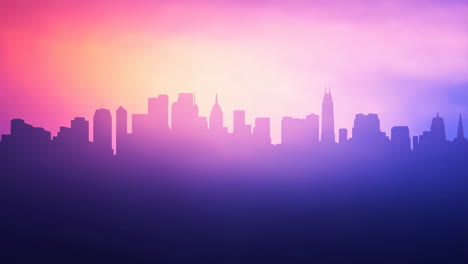 colorful gradient city skyline silhouette