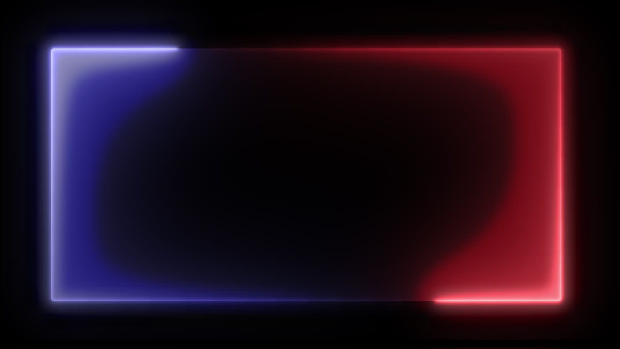 Abstract Neon Glow Rectangular Frames with Blue and Red Lights