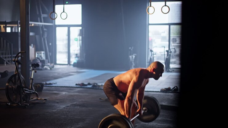 Man Weightlifting in Gym