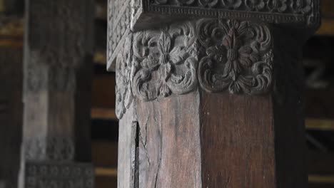 ancient wood carvings in legislative building in sri lanka in kandyan era at world heritage site