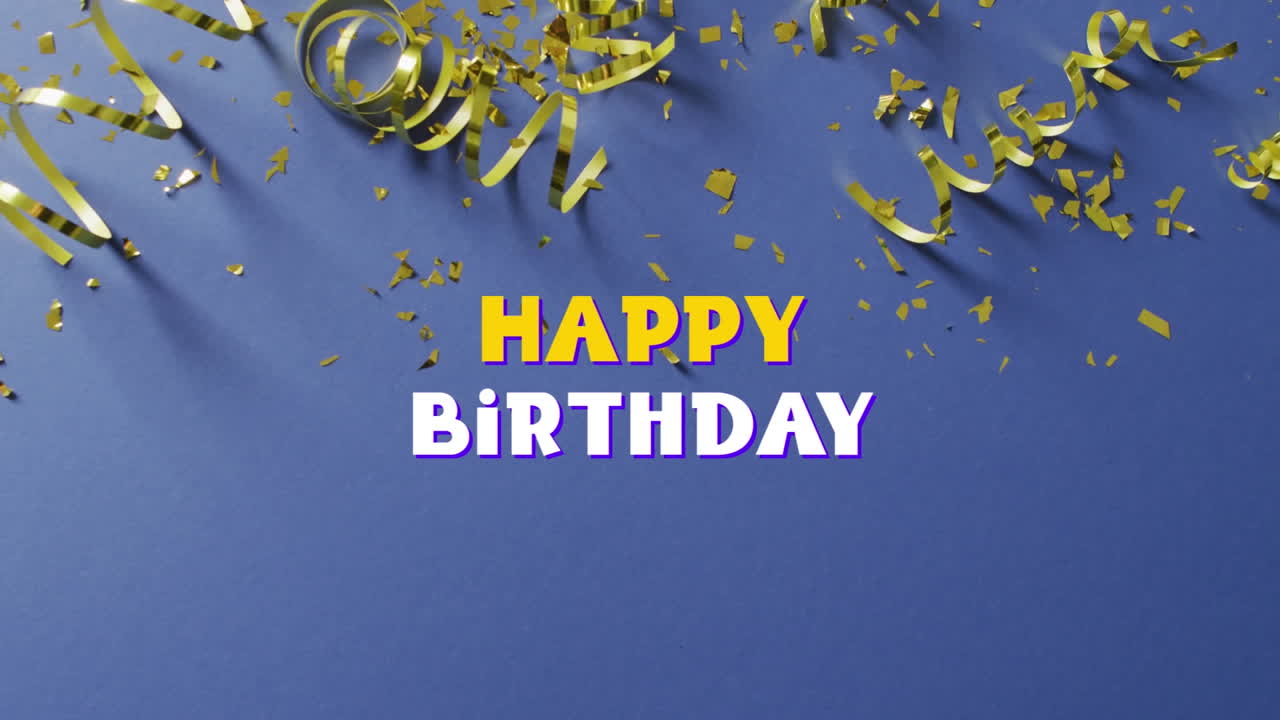 анимация текста с поздравлением с днем рождения на заднем плане.