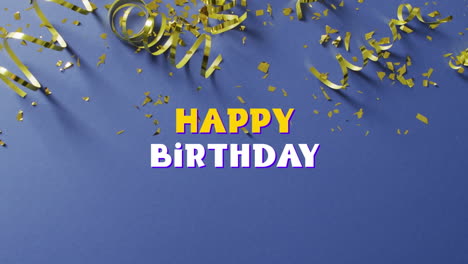 animación del texto de feliz cumpleaños sobre las transmisoras de la fiesta en el fondo.