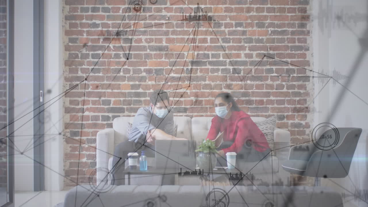 사무실에서 비즈니스 사람들에 대한 연결 네트워크의 활성화