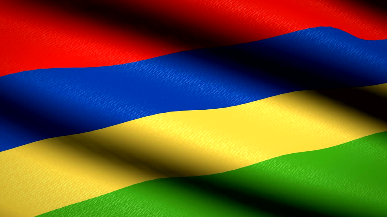 bandera de mauritius agitando fondo textil con textura. animación de bucle sin costuras. pantalla completa. movimiento lento. video en 4k