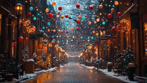 festive christmas street scene