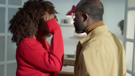 african american wife fighting with husband at home