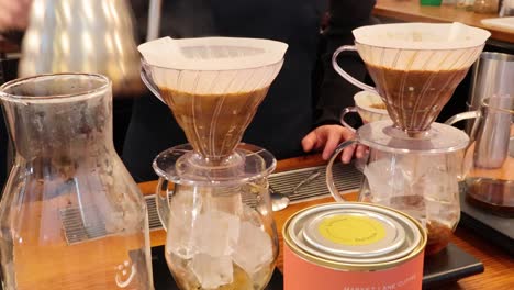 barista making pour-over coffee with precision