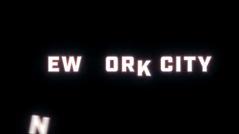 4k text reveal of the word "new york city" on a black background