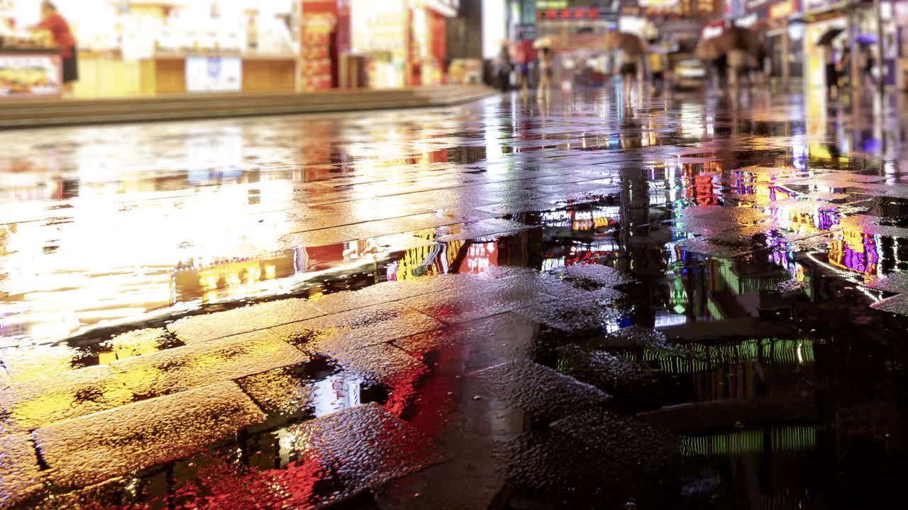 Chongqing cyberpunk city neon street scene in the rain at night