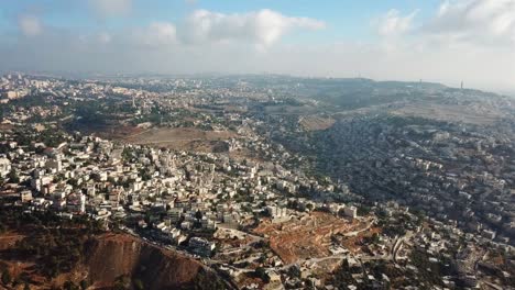 aerial footage over east jerusalem silwan neighborhood and the old city