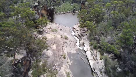 aerial flyover footage of old quary