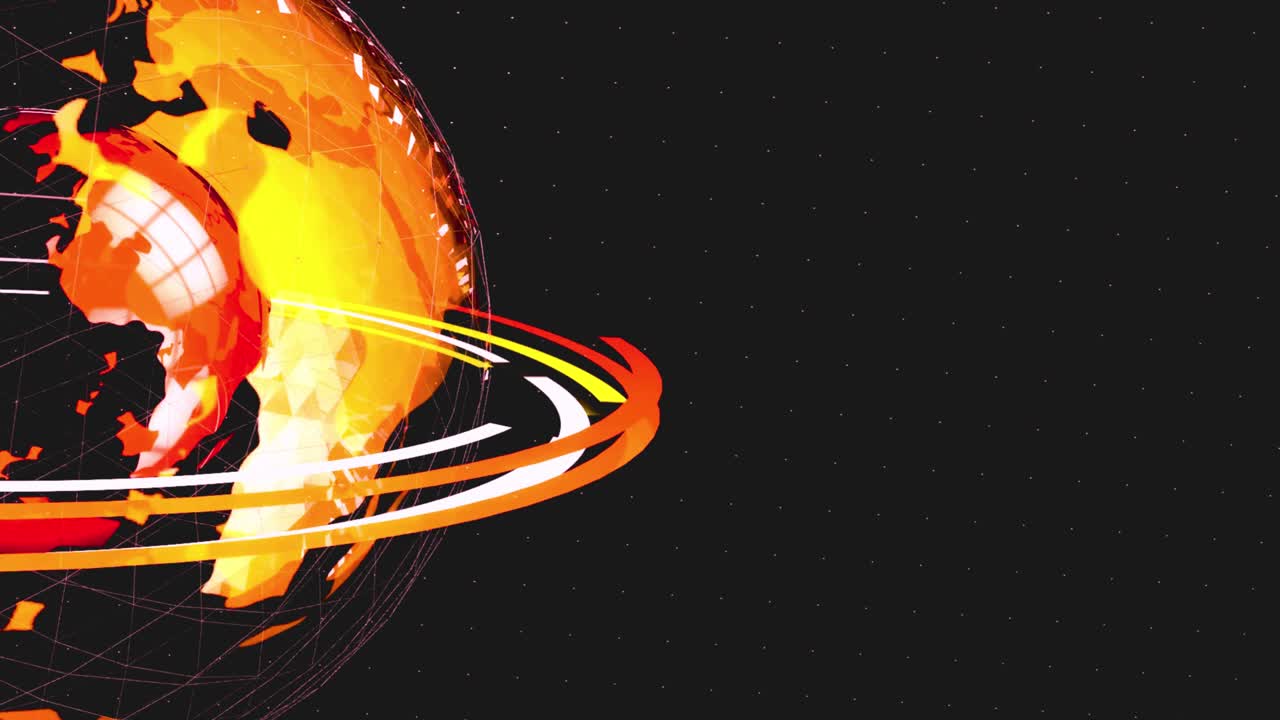 Animated Earth Globe with Orbiting Digital Light Lines