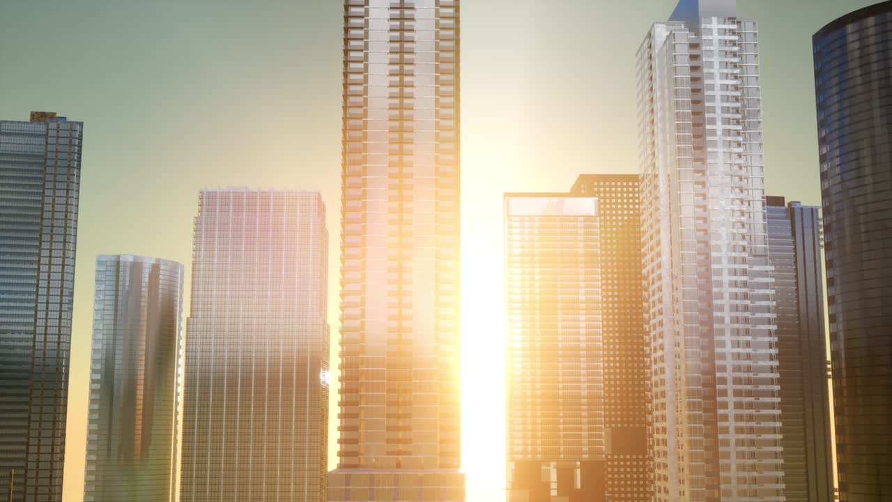 日没時のビジネス・スカイクラッパー