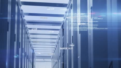 サーバールーム上のデータ処理のアニメーション