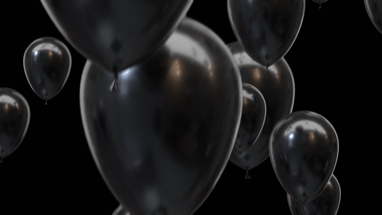 Loop fliegende schwarze Ballons mit Alphakanal