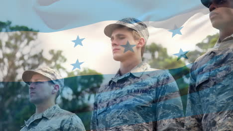 animation of soldiers with waving honduran flag