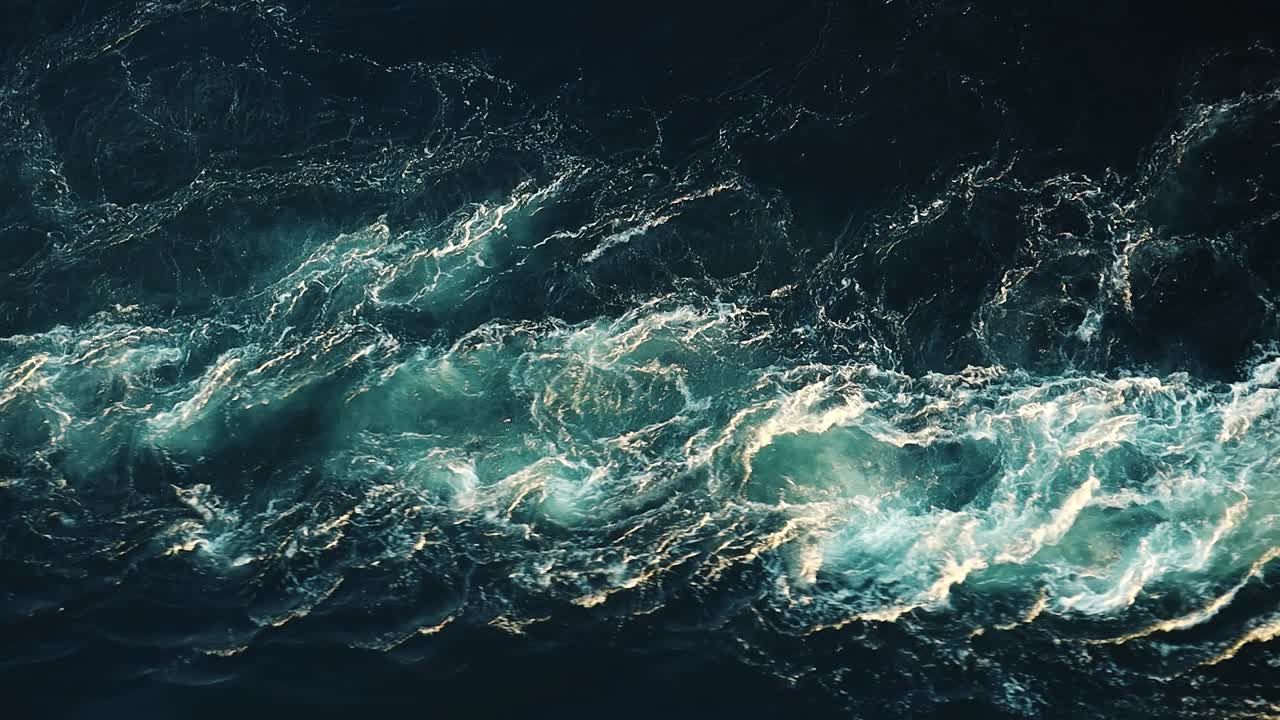Waves of water of the river and the sea meet each other during high tide and low tide.