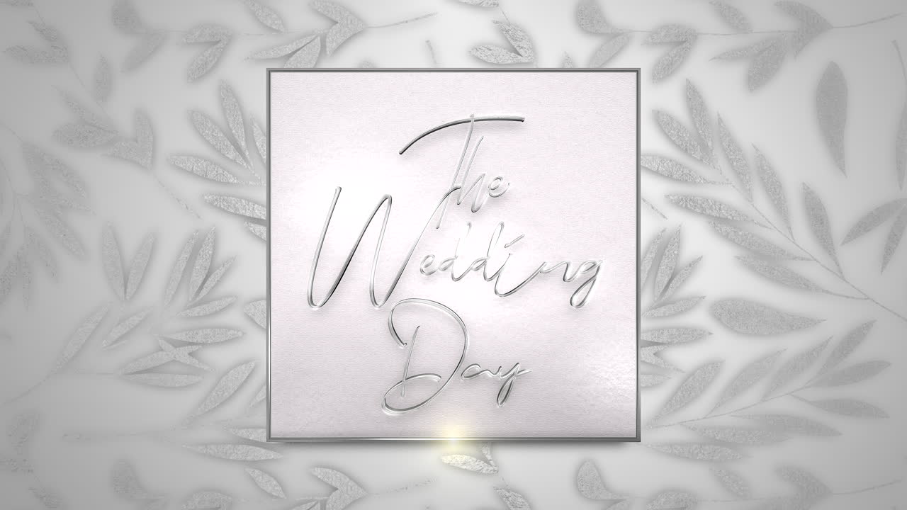 gros plan texte le jour du mariage et cadre vintage avec mouvement de fleurs