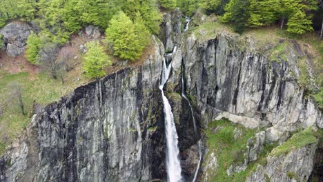 aerial tilt-down view of kademliya waterfall's majesty in bulgaria