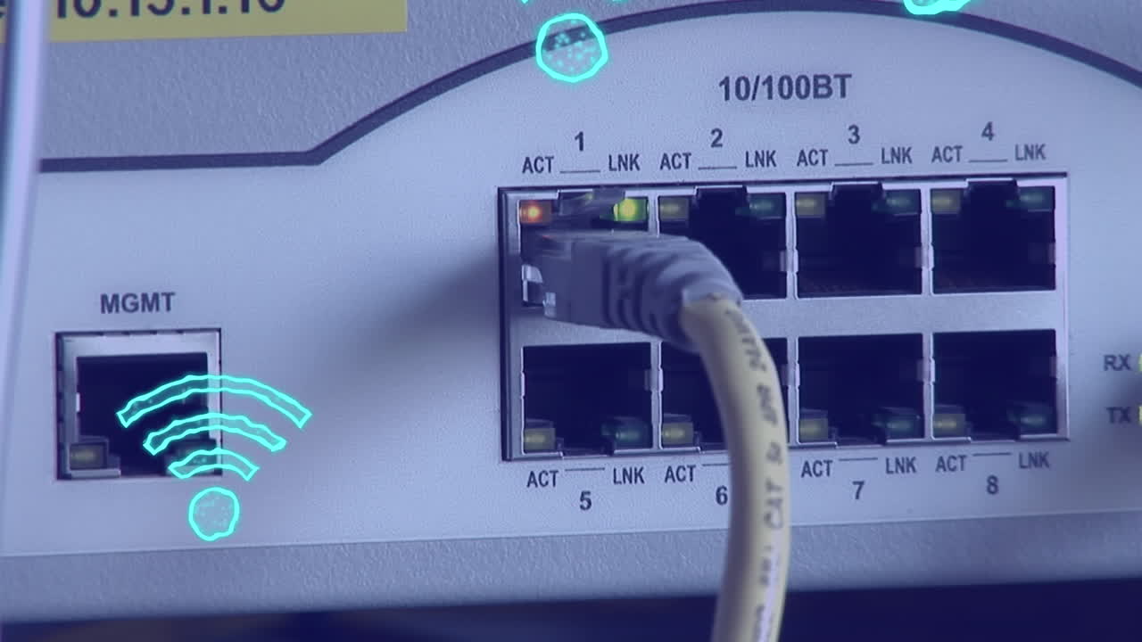 animación de iconos wifi digitales a través de un servidor de computadoras