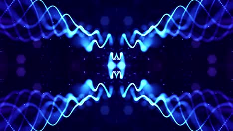 4k looped sci-fi 3d abstract background. glow blue particles form lines, symmetrical structures. for holiday presentations, ceremonies as vj loop motion design