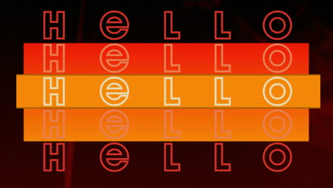 animation of hello text and shapes on black background