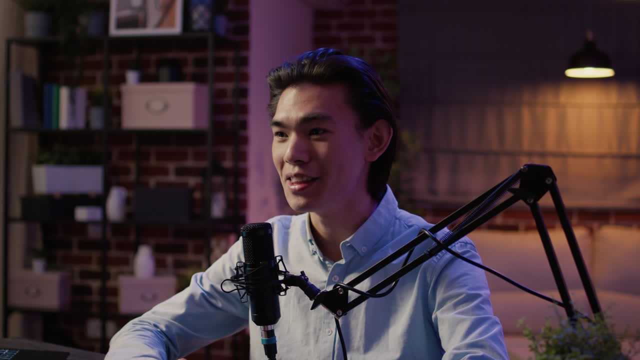 Podcast Studio with Man and Equipment