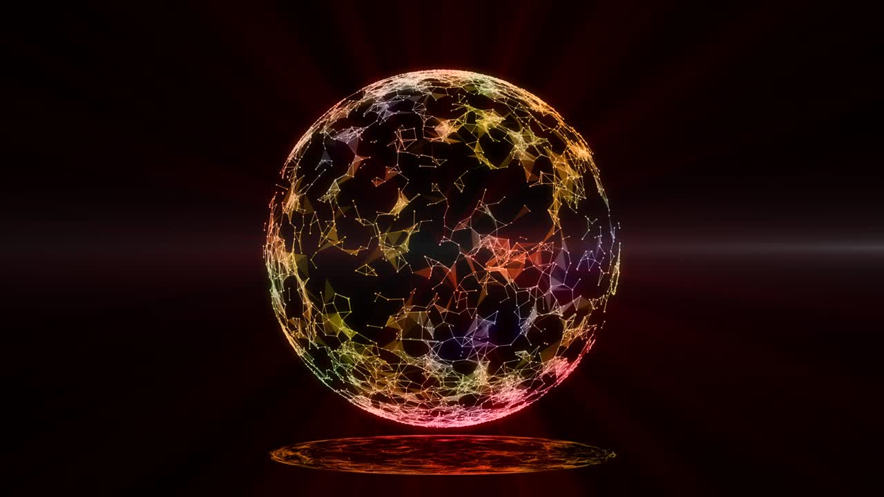 animación de globo conceptual con líneas de conexión puntos de bucle de fondo