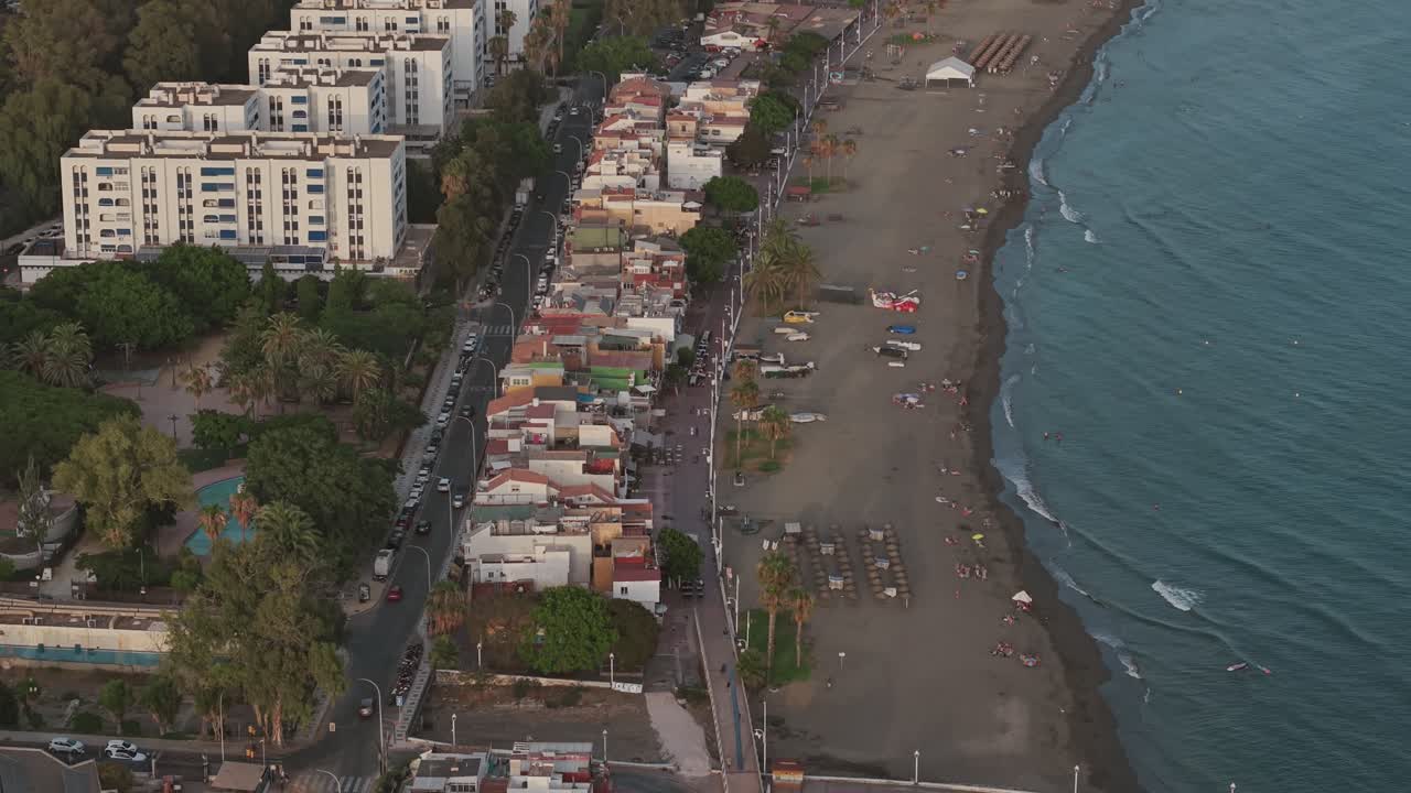 Malaga city with port in the background, Spain. Malaga cityscape from the sky