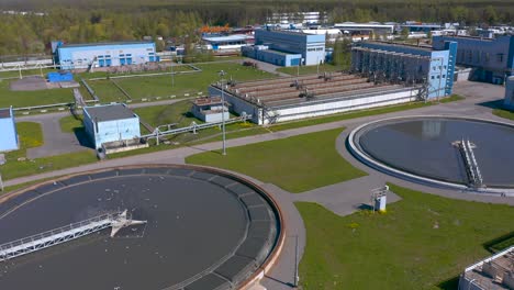 water treatment facilities. round sedimentation tanks.