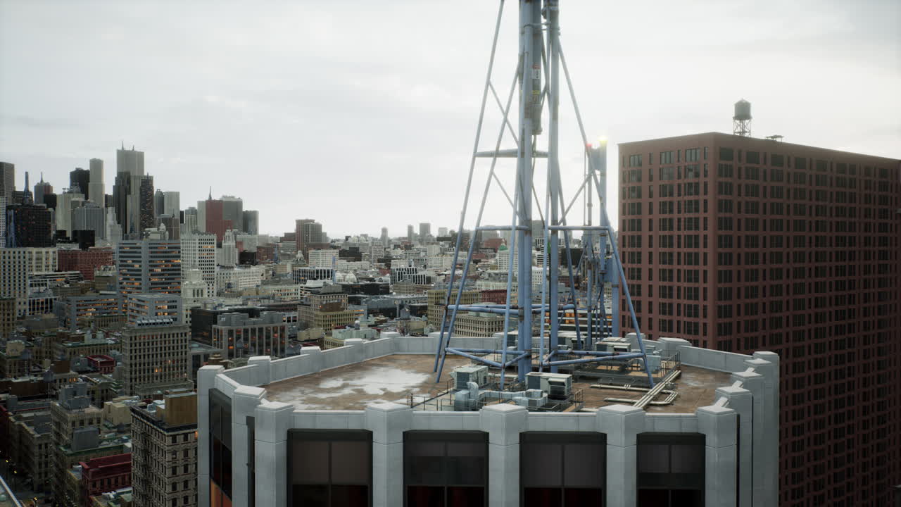 el techo del edificio con rascacielos vista de la ciudad