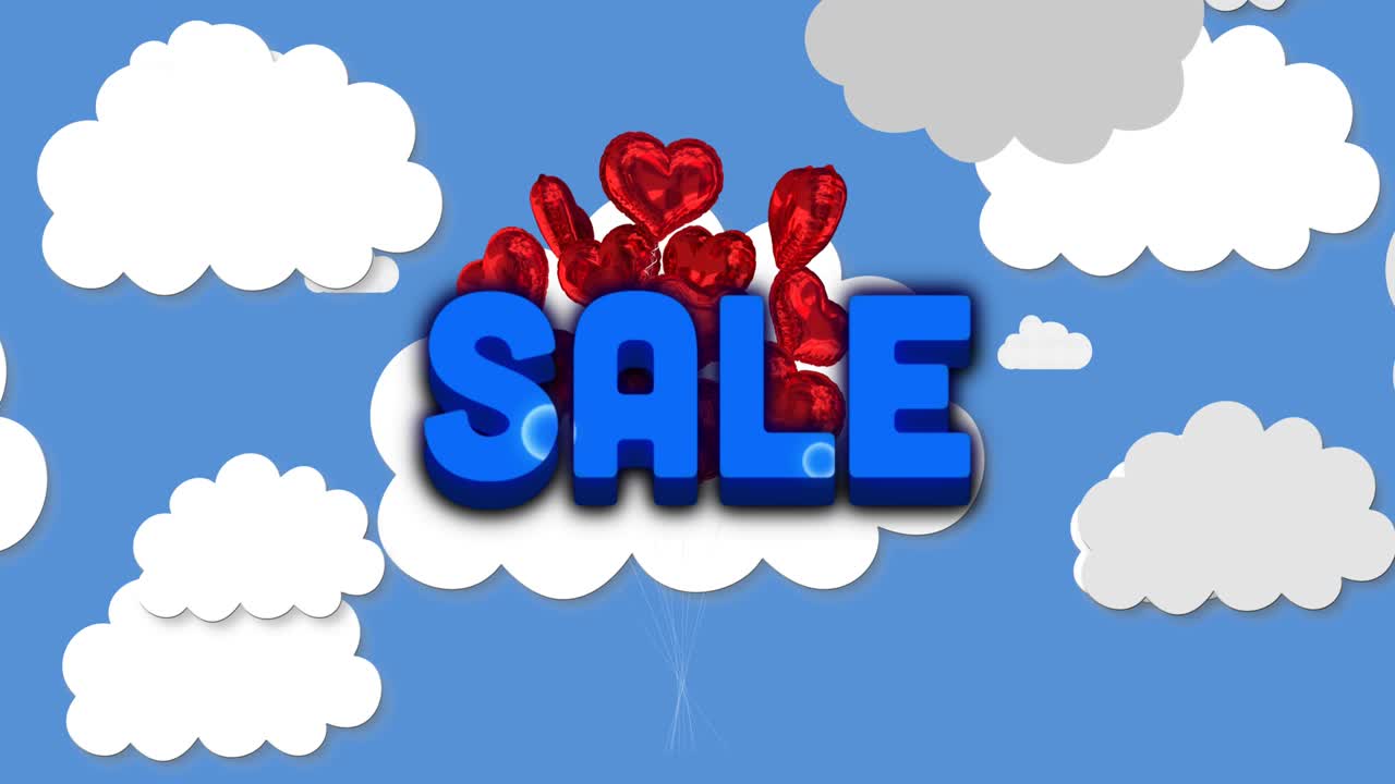 파란 하늘에 떠있는  ⁇ 은 심장 풍선  ⁇ 어리에 대한 판매 텍스트