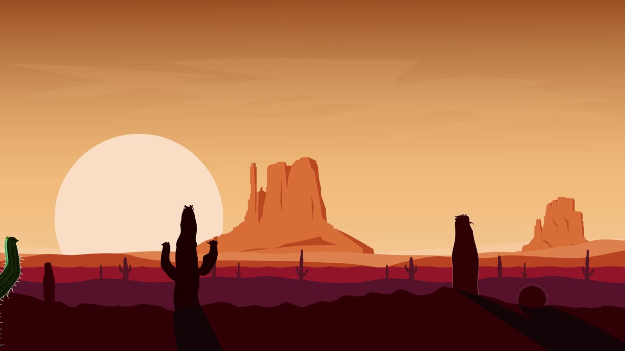viajando por el desierto occidental. 4k. gif animación.