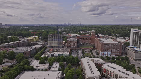 atlanta georgia aerial v921 panoramic view drone fly around ponce city market capturing old fourth ward neighborhood and midtown cityscape on the skyline - shot with mavic 3 pro cine - may 2023