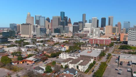 4k aerial view of downtown houston and nearby neighborhoods