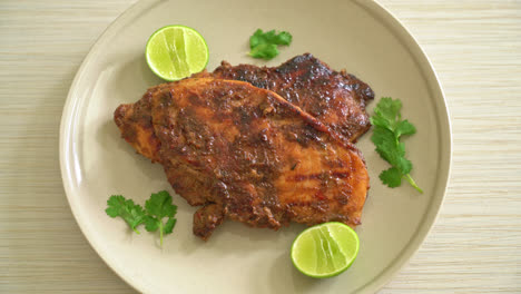 spicy grilled jamaican jerk chicken - jamaican food style