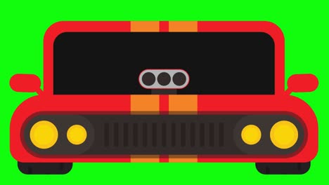 la animación de un coche deportivo en el fondo de la pantalla verde.