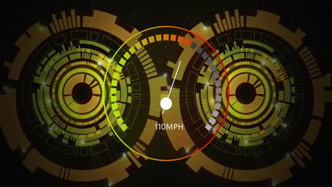 animación del velocímetro moviéndose sobre los ámbitos de escaneo