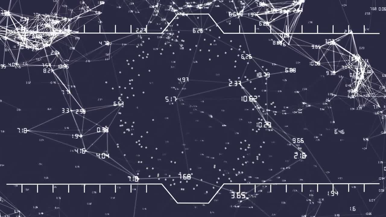 지구를 형성하고 회전하는 연결 네트워크의 애니메이션
